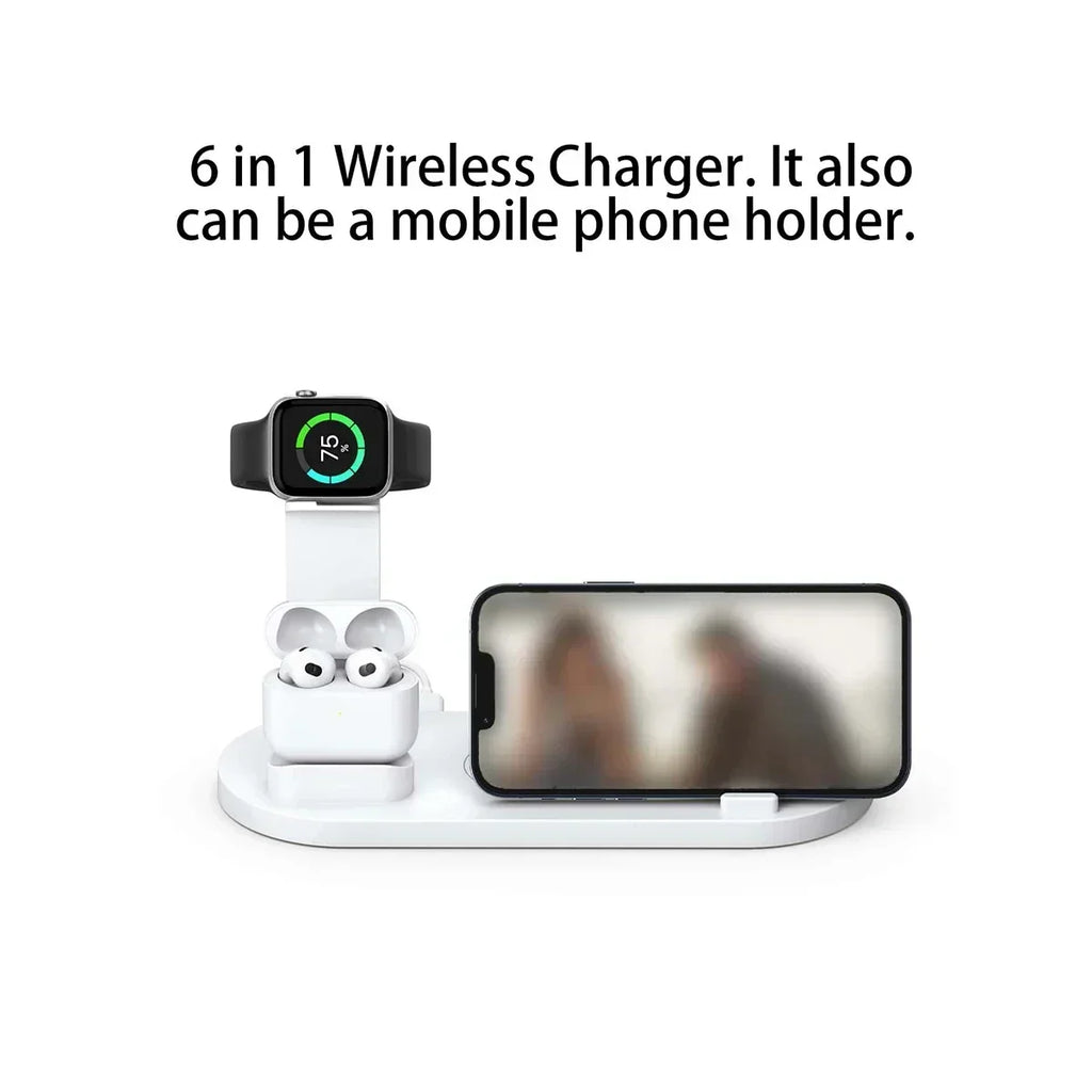 7 In 1 Wireless Charger Stand For iPhone 1-12 Apple Watch 9/8/7/6 Airpods Pro2/1 Phone Chargers Fast Charging Dock Station