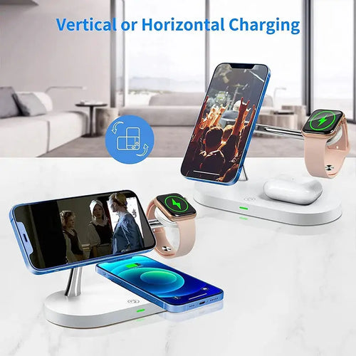 3 in 1 Wireless Charger Stand Magnetic For iPhone 12-17 Fast Charging Station for Apple Watch 11 10 9 8 7 6 5 Airpods 2 3 Pro