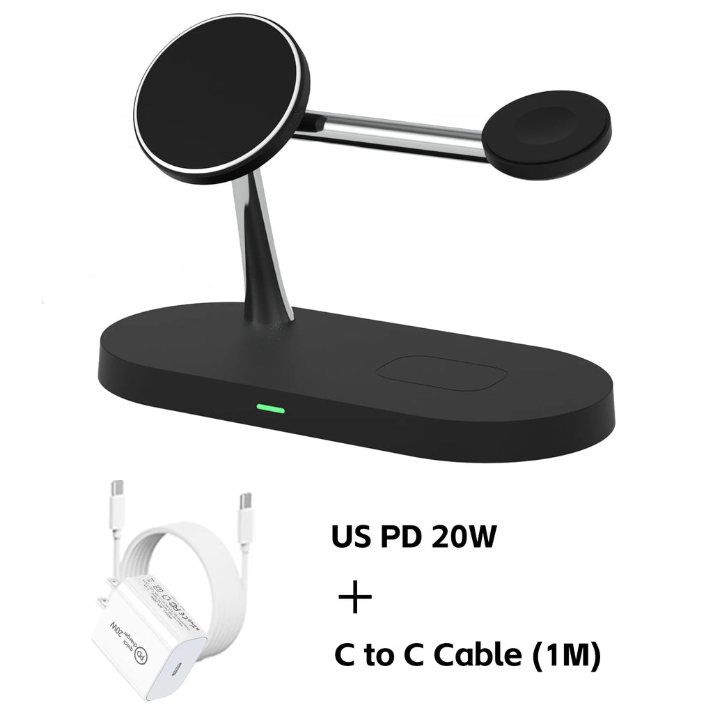 3 in 1 Wireless Charger Stand Magnetic For iPhone 12-17 Fast Charging Station for Apple Watch 11 10 9 8 7 6 5 Airpods 2 3 Pro