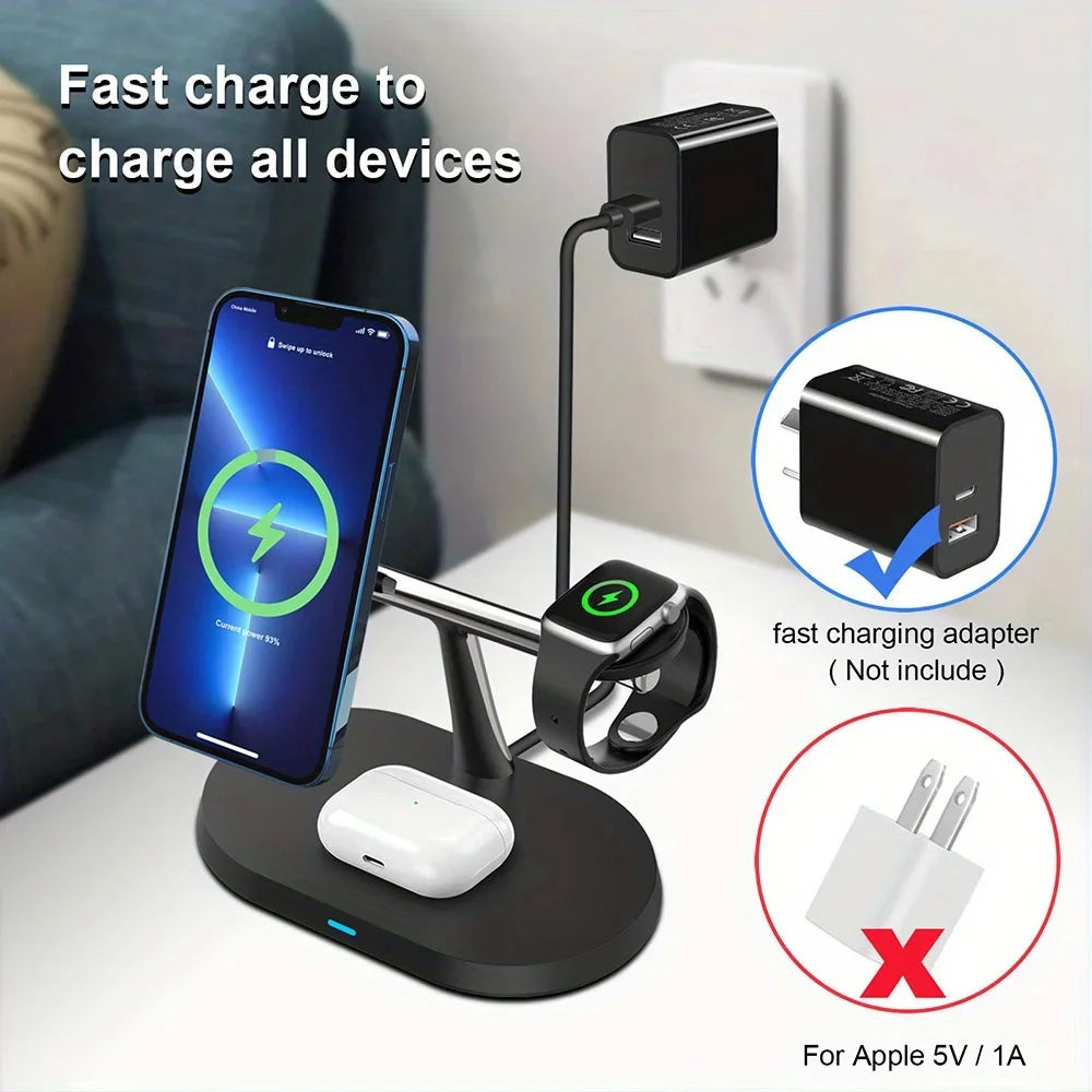 3 in 1 Magnetic Wireless Charger Stand for MacSafe iPhone 17/16/15/14 Pro Max Apple Watch 1-9 AirPods Fast Charging Station