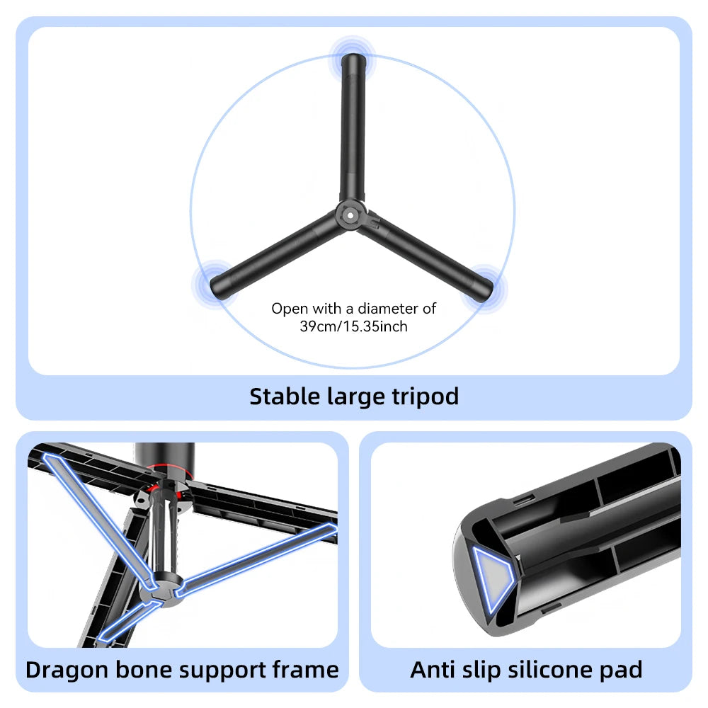 67in F16 Extendable Bluetooth Selfie Stick Tripod  Wireless Phone Holder with 1/4 Screw Compatible with Smartphone Camera