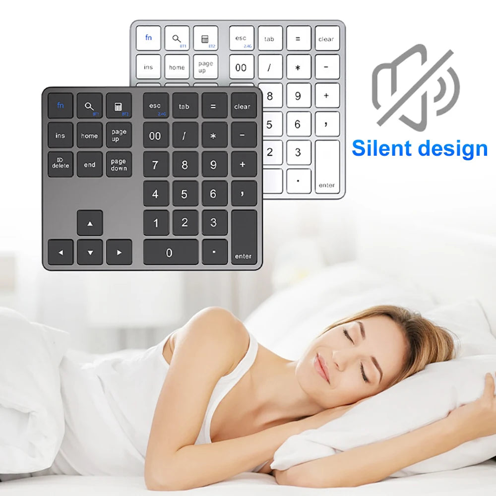 Dual Mode Numeric Keypad 2.4G Wireless Keyboard Dual Bluetooth Keyboard Digital Keyboard 300mAh Battery Rechargeable Numpad