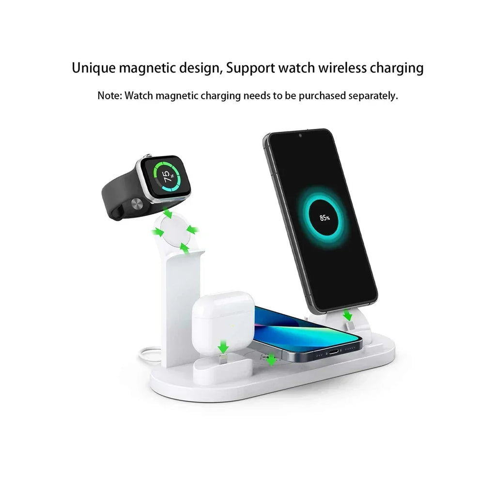 7 In 1 Wireless Charger Stand For iPhone 1-12 Apple Watch 9/8/7/6 Airpods Pro2/1 Phone Chargers Fast Charging Dock Station